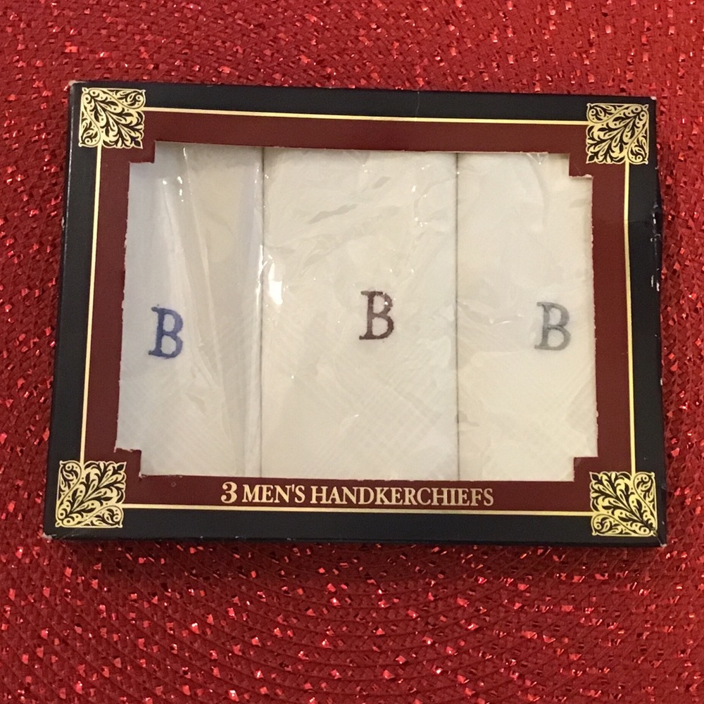 Embroidered monogrammed handkerchiefs. Vintage